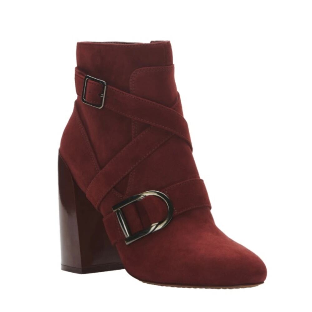 Vince Camuto Womens 7.5 Erillie Suede Bootie in Bordo Burgundy NEW